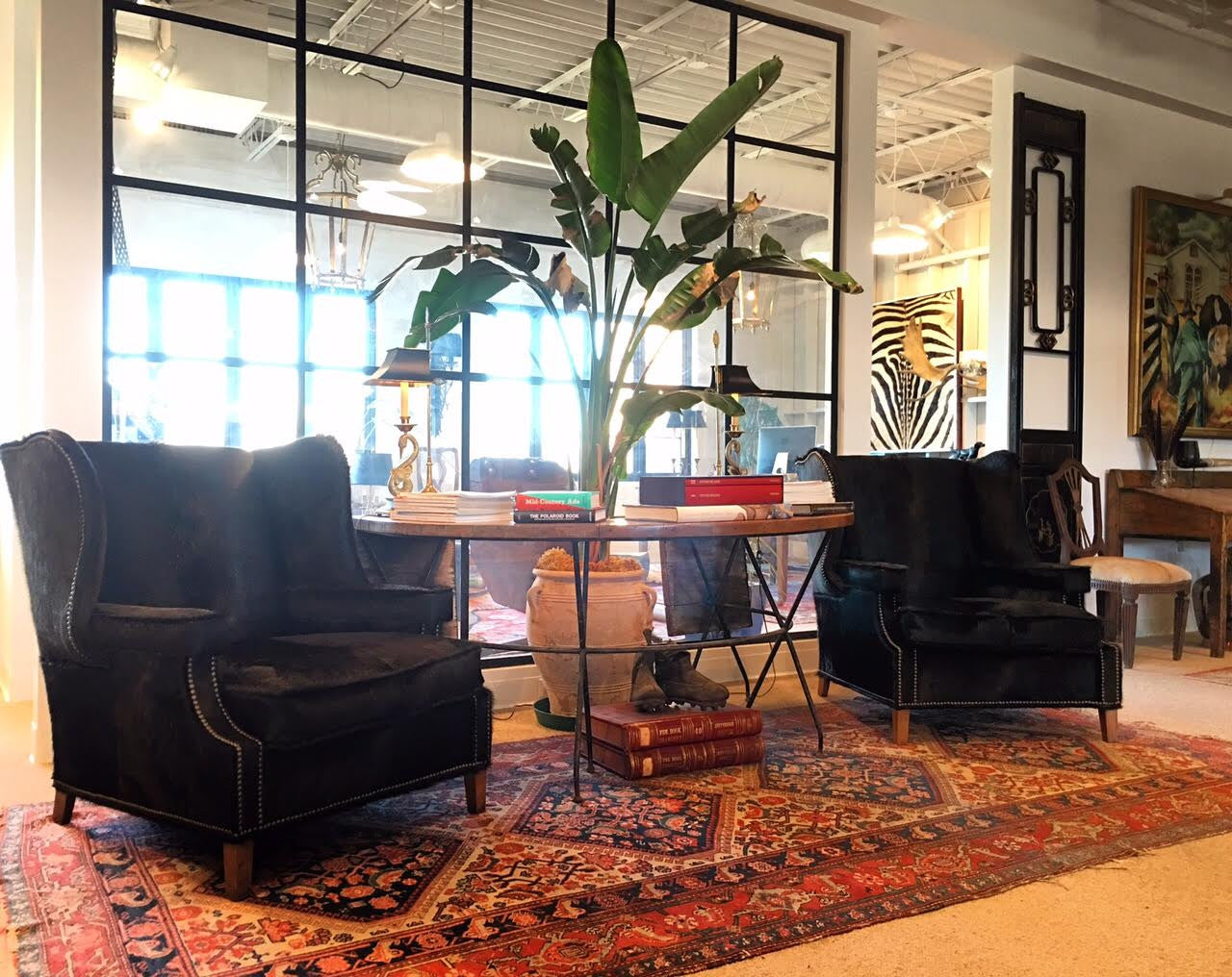 Wingbacks with Ottoman in Brazilian Cowhide, pair - FORSYTH