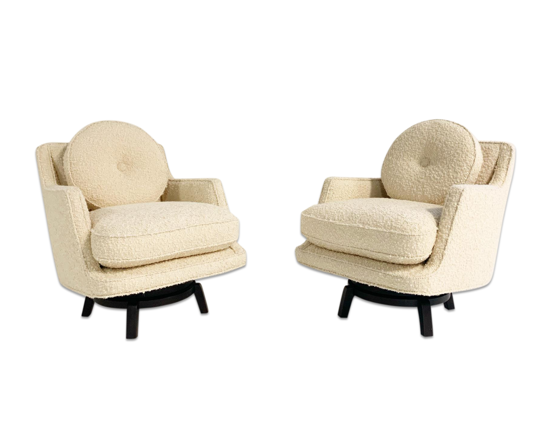 Model 5609 Swivel Lounge Chairs in Schumacher Boucle, Pair - FORSYTH