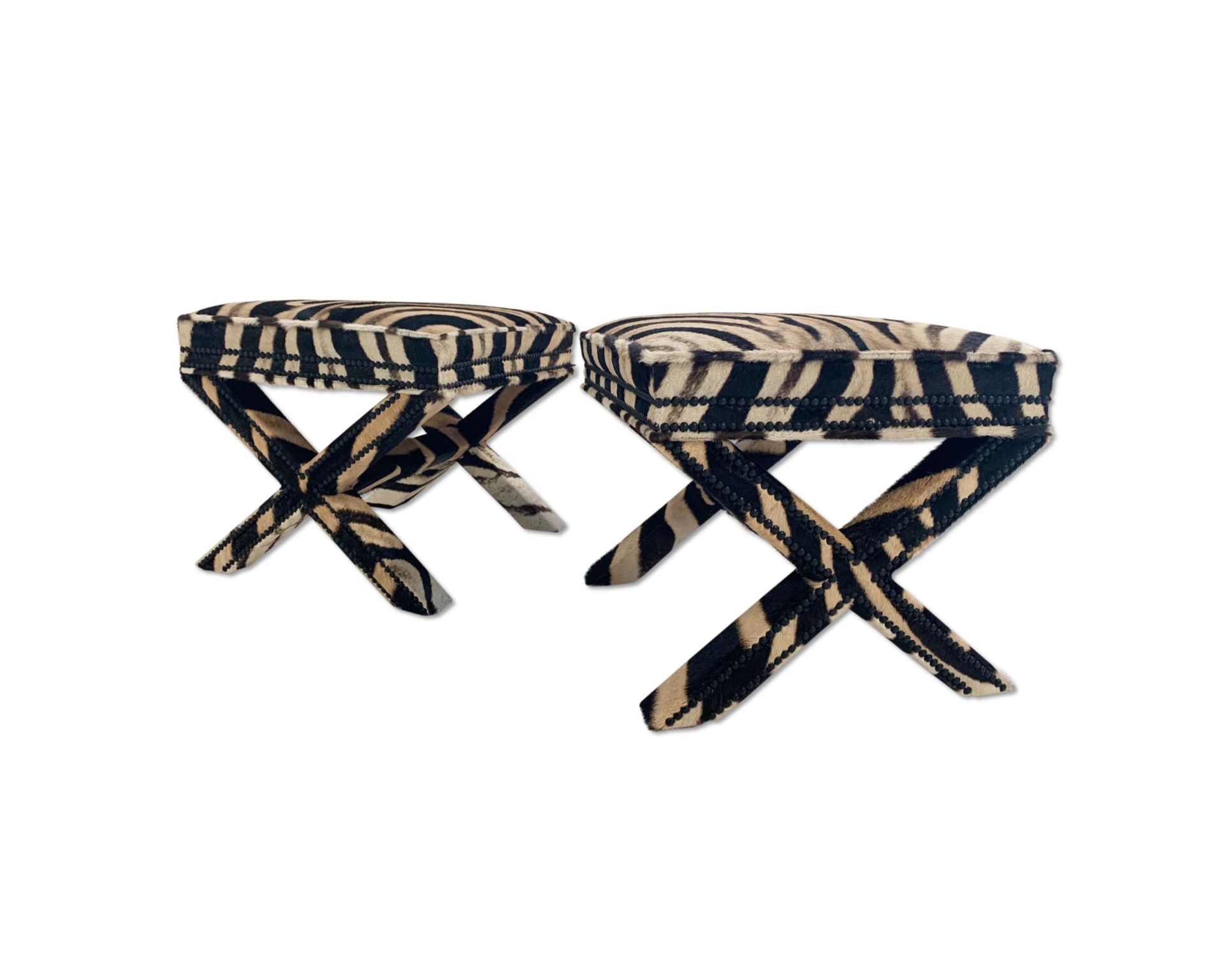 X Benches in Zebra Hide, Pair - FORSYTH