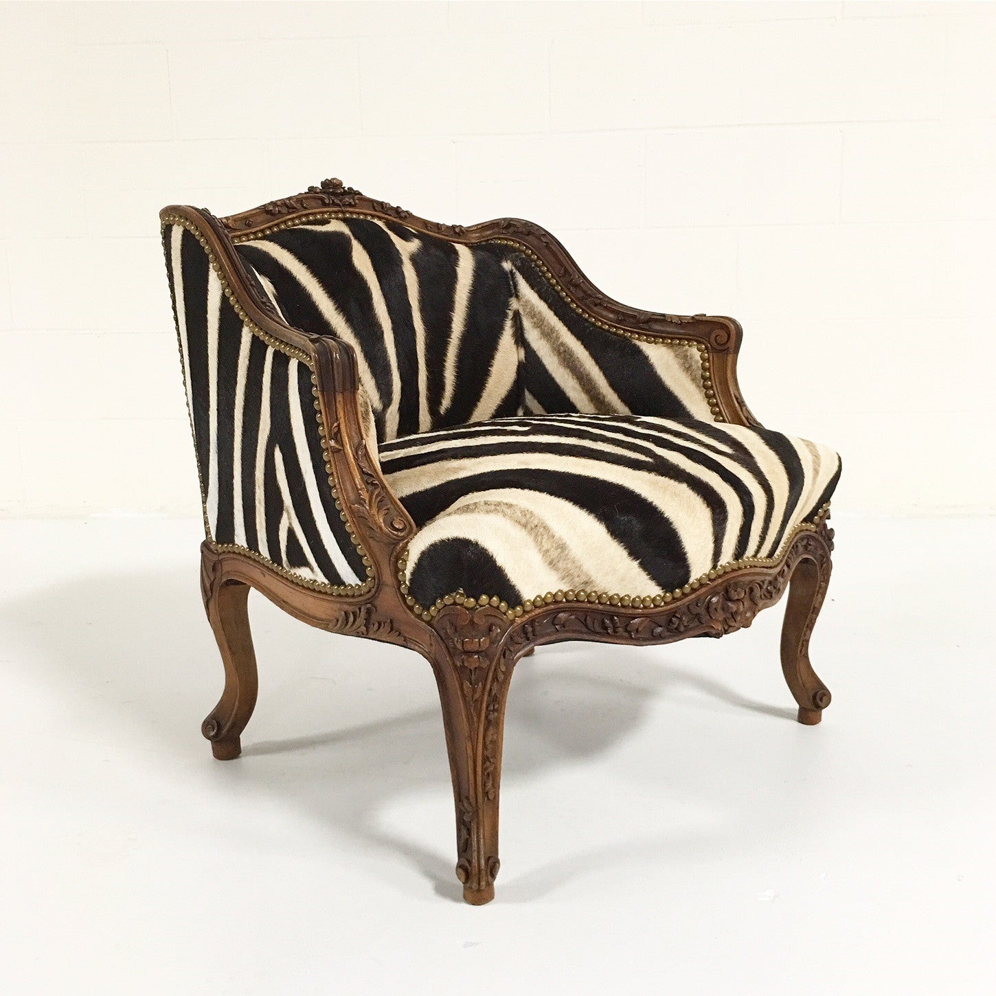 Small Antique Chair in Zebra Hide - FORSYTH