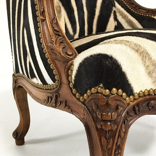 Small Antique Chair in Zebra Hide - FORSYTH