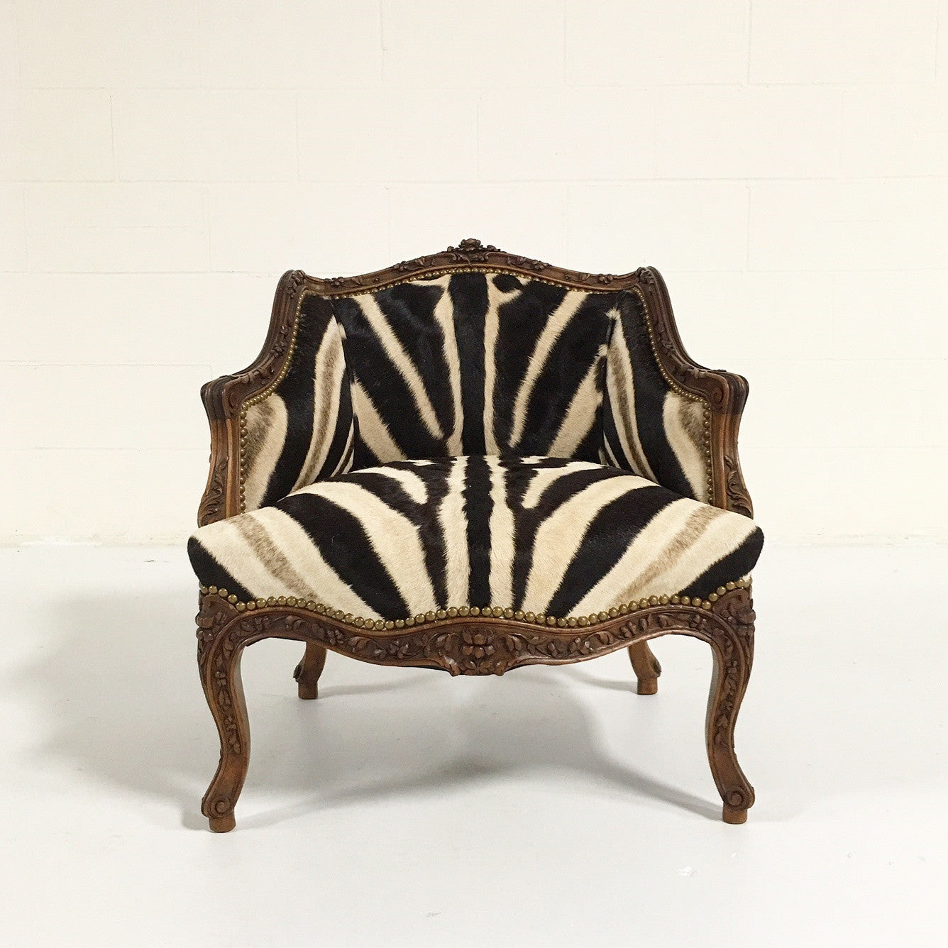 Small Antique Chair in Zebra Hide - FORSYTH