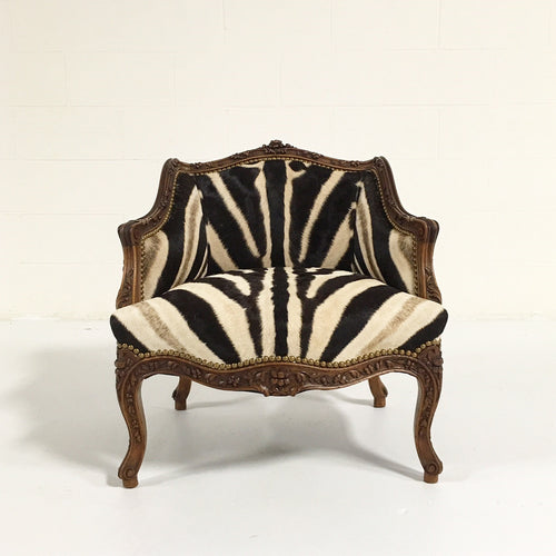 Small Antique Chair in Zebra Hide - FORSYTH