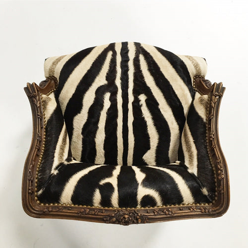 Small Antique Chair in Zebra Hide - FORSYTH