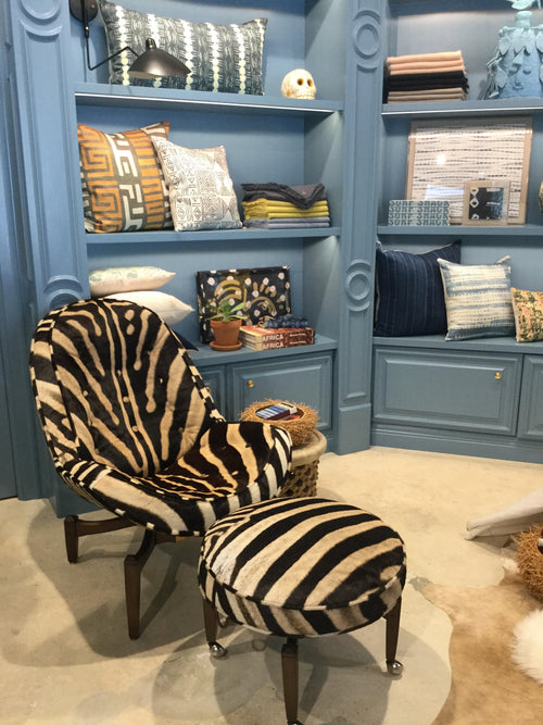 Lounge Chair with Ottoman in Zebra Hide - FORSYTH