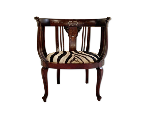 Antique Inlay Armchair in Zebra Hide - FORSYTH