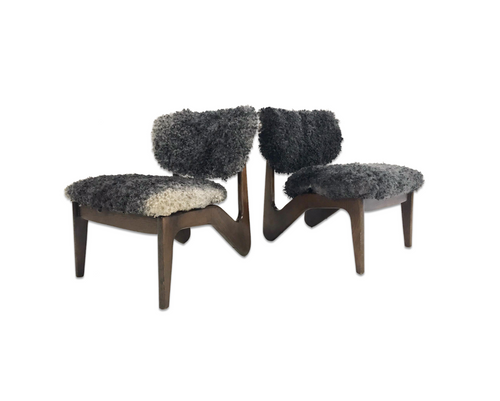 Sculptural Chairs in Gotland Sheepskin, pair - FORSYTH