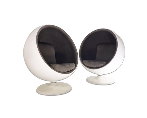 Ball Chairs in Loro Piana Alpaca Wool, pair - FORSYTH