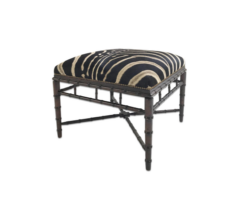 Chinoiserie Style Ottoman in Zebra Hide - FORSYTH