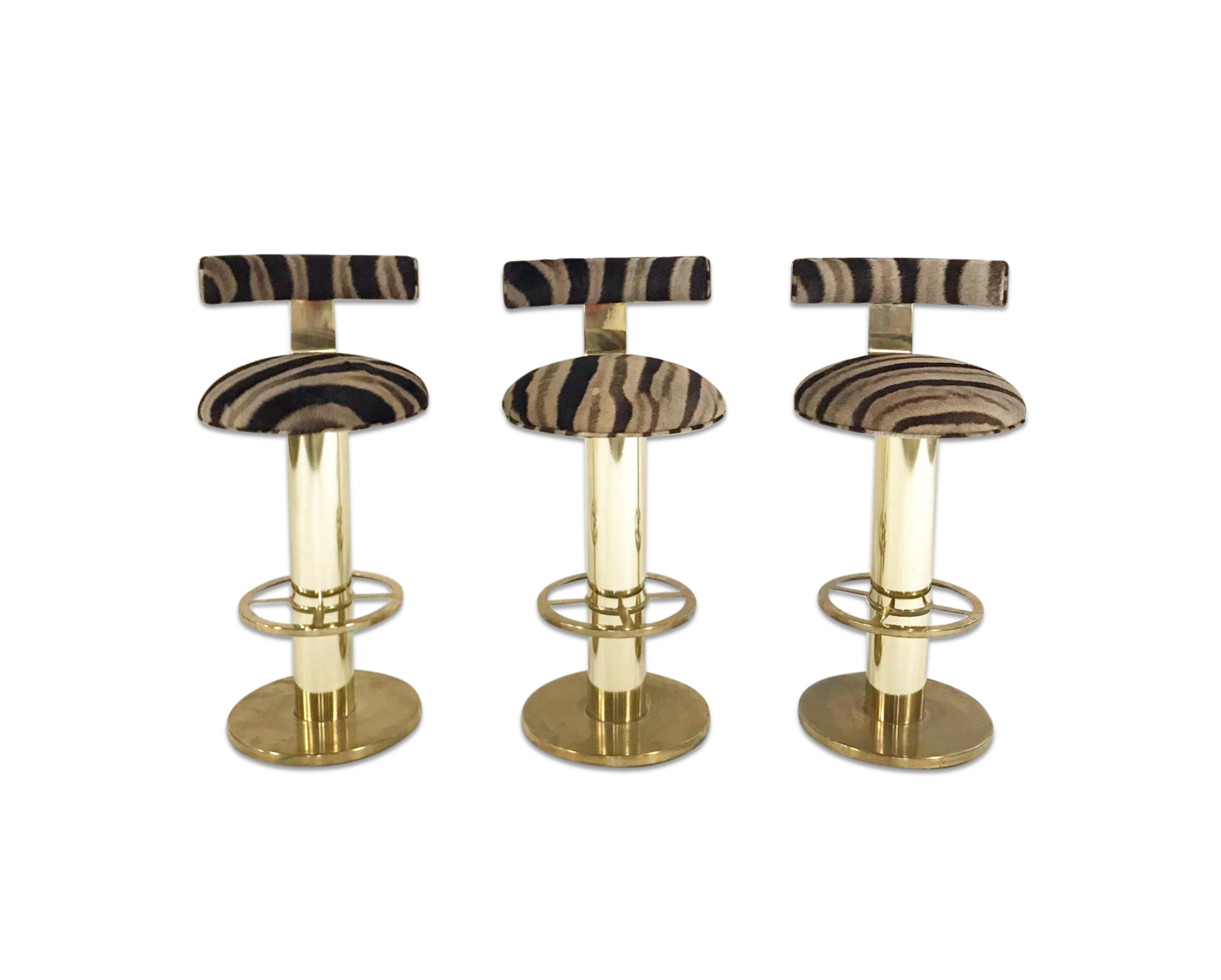 Bar Stools in Zebra Hide, set of 3 - FORSYTH