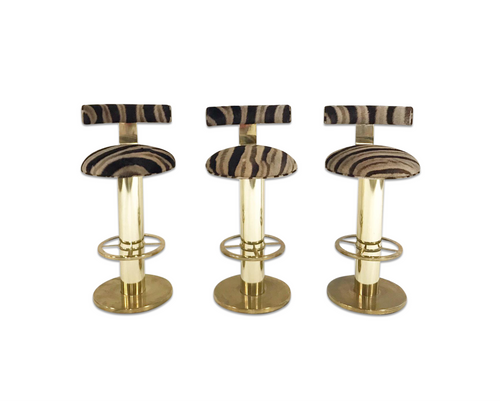 Bar Stools in Zebra Hide, set of 3 - FORSYTH