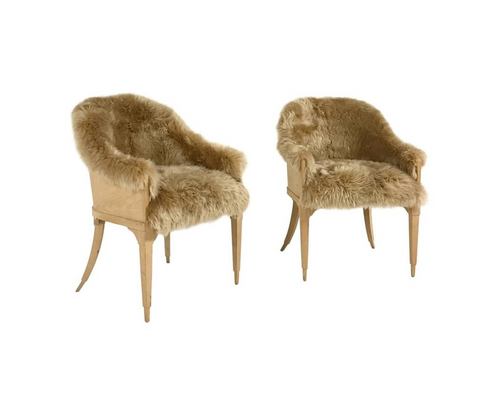Barrel Chairs in New Zealand Sheepskin, pair - FORSYTH