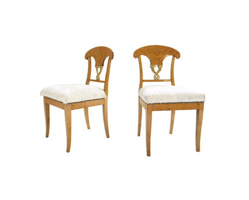 Biedermeier Chairs in Brazilian Cowhide, pair - FORSYTH
