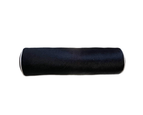 Black Cowhide Bolster Pillow, 20" - FORSYTH