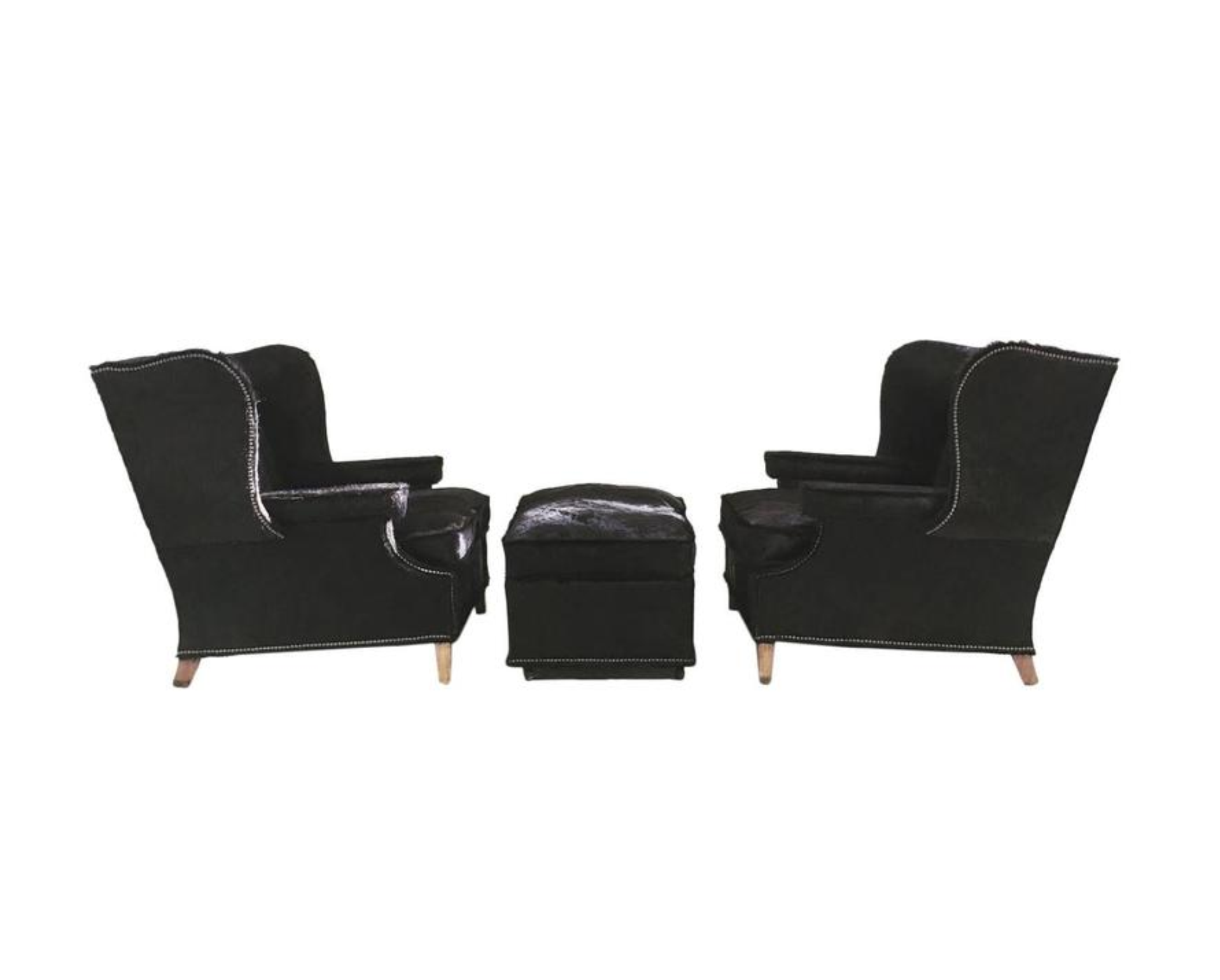 Wingbacks with Ottoman in Brazilian Cowhide, pair - FORSYTH