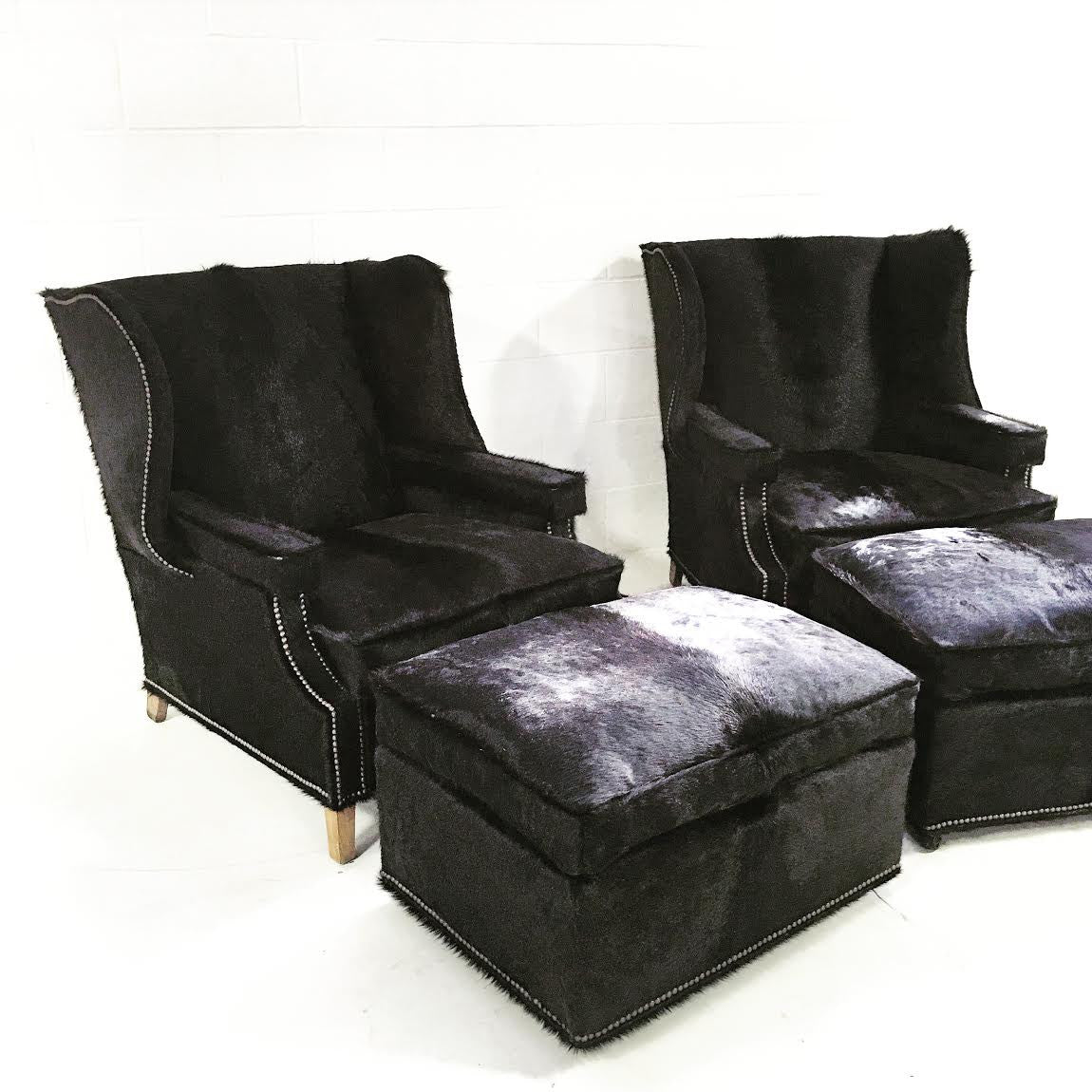 Wingbacks with Ottoman in Brazilian Cowhide, pair - FORSYTH