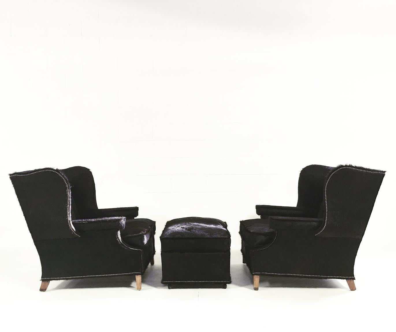 Wingbacks with Ottoman in Brazilian Cowhide, pair - FORSYTH