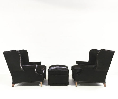 Wingbacks with Ottoman in Brazilian Cowhide, pair - FORSYTH