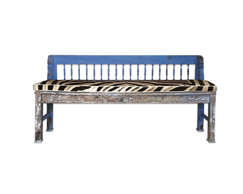 Farmhouse Bench with Zebra Cushion - FORSYTH