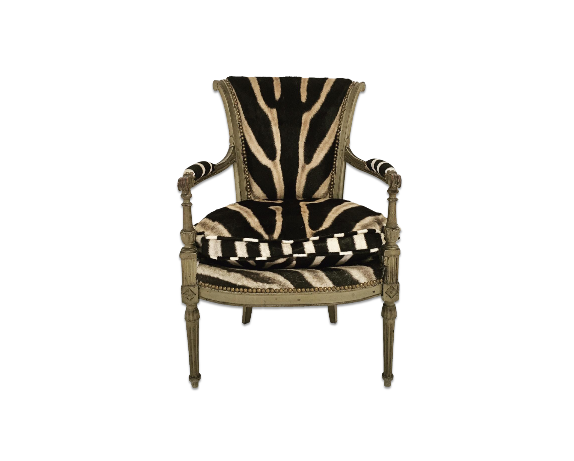 French Boudoir Armchair in Zebra Hide - FORSYTH