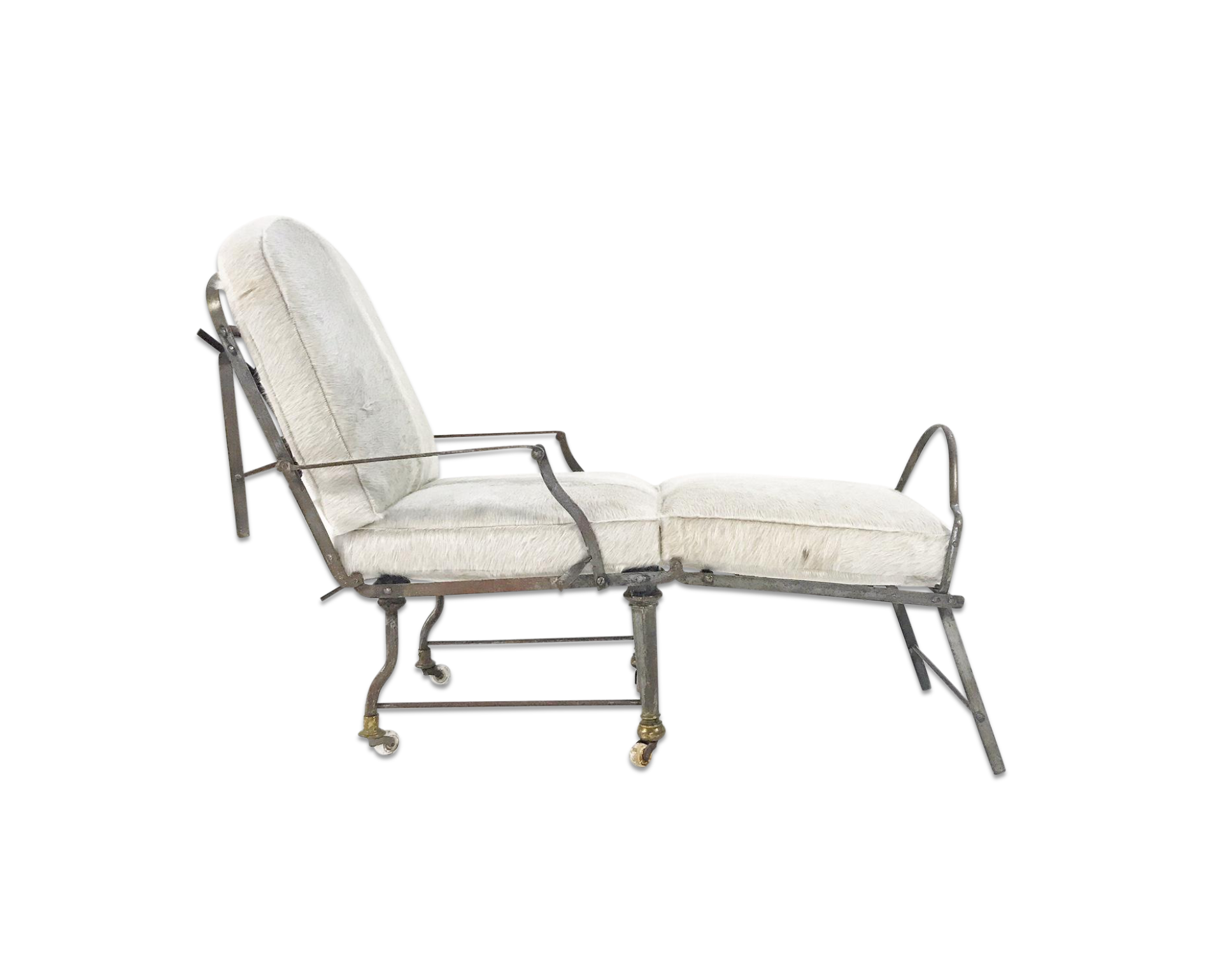 French Campaign Chaise with Brazilian Cowhide Cushions - FORSYTH