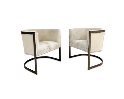 Brass Armchairs in Brazilian Cowhide, pair - FORSYTH