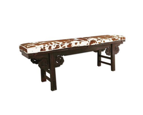 Chinese Bench with Brazilian Cowhide Cushion - FORSYTH