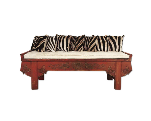 Chinese Bench with Brazilian Cowhide Cushion - FORSYTH