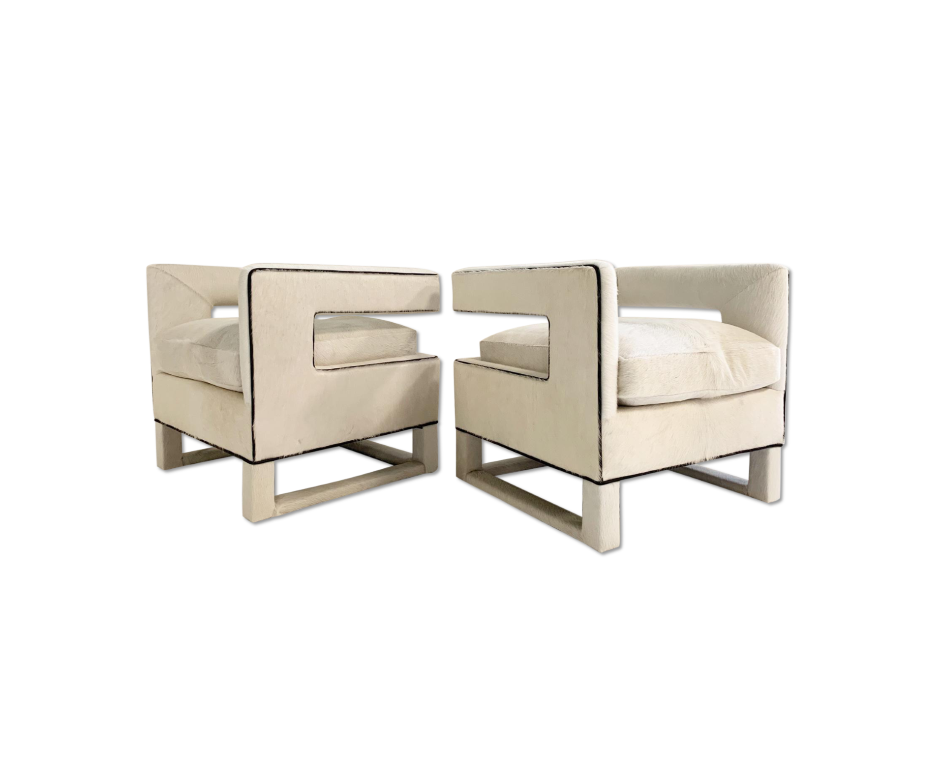 Cube Chairs in Brazilian Cowhide, pair - FORSYTH