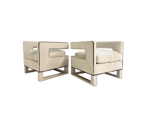 Cube Chairs in Brazilian Cowhide, pair - FORSYTH