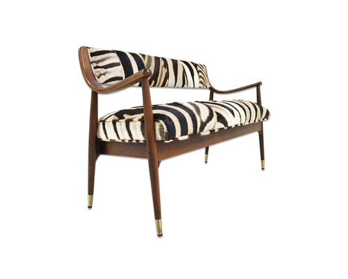 Danish Style Settee in Zebra Hide - FORSYTH