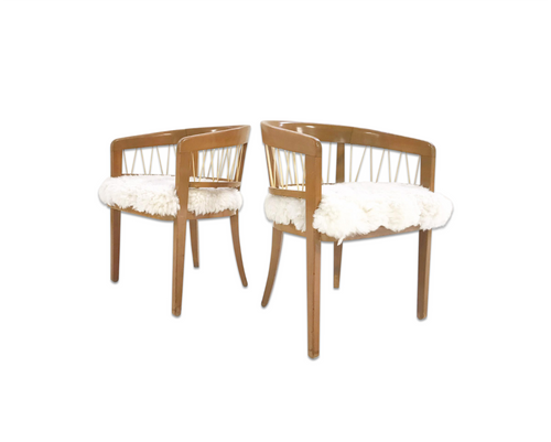 Armchairs in Brazilian Sheepskin, pair - FORSYTH