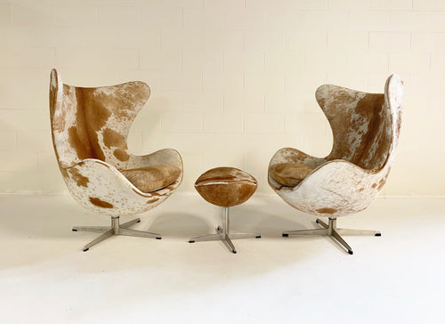 Egg Chairs in Brazilian Cowhide, pair - FORSYTH