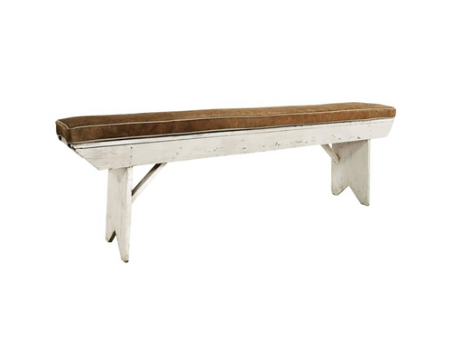 Farmhouse Bench with Cowhide Cushion - FORSYTH