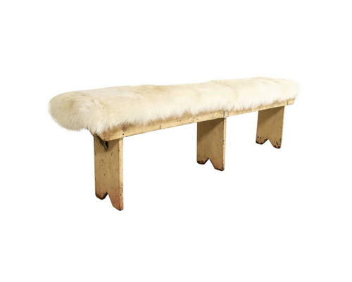 Farmhouse Bench with Sheepskin Cushion - FORSYTH