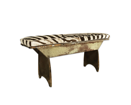 Farmhouse Bench with Zebra Cushion - FORSYTH