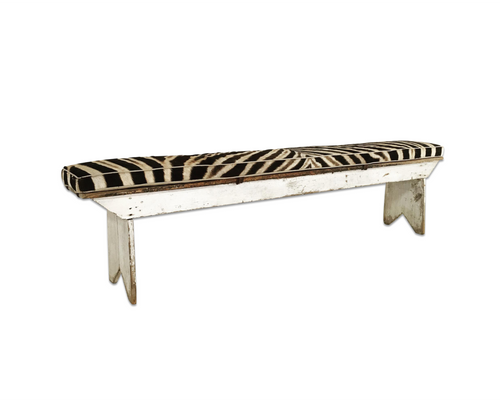 Farmhouse Bench with Zebra Cushion - FORSYTH