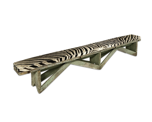 Farmhouse Bench with Zebra Cushion - FORSYTH