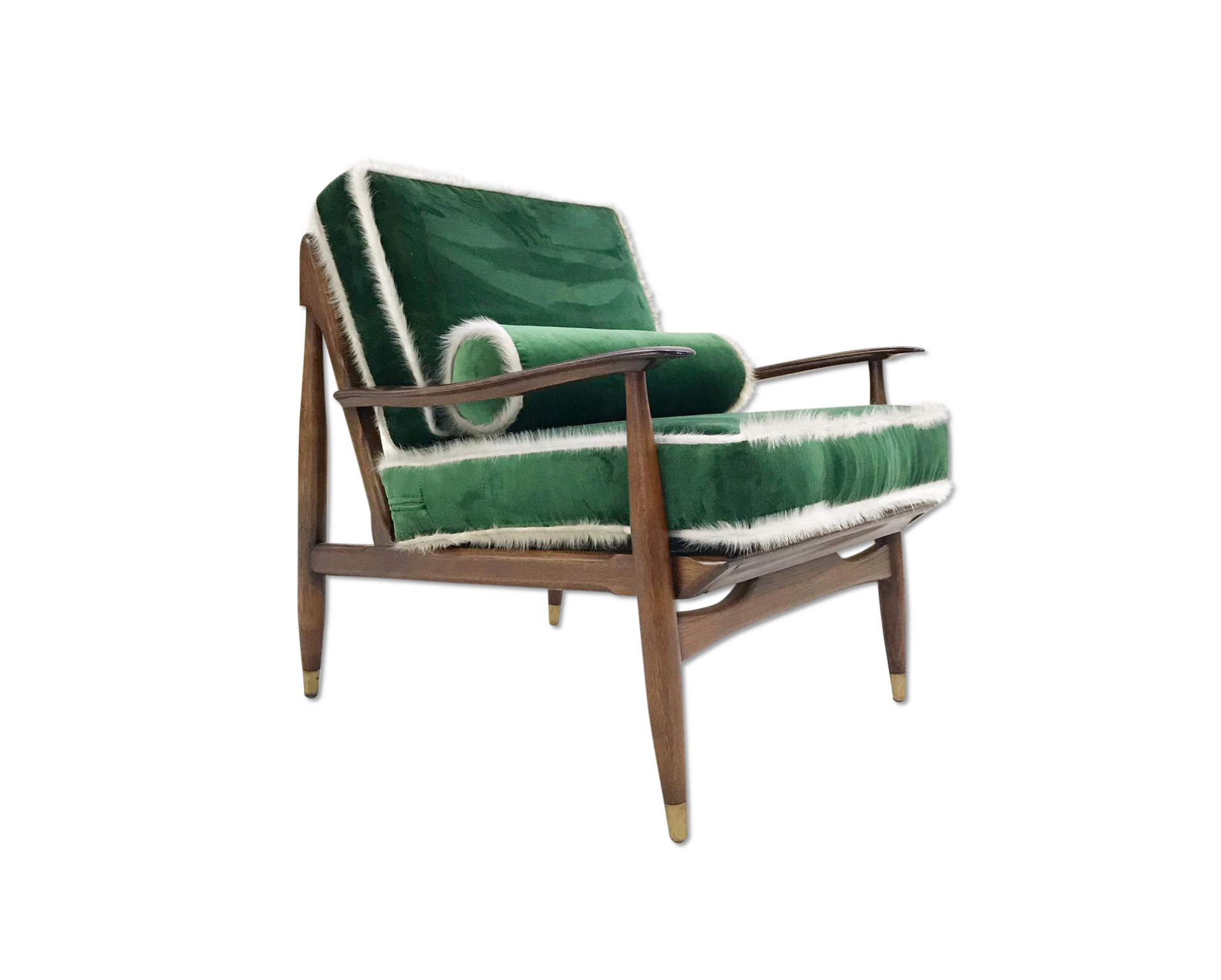 Walnut Lounge Chair in Schumacher's Silk Velvet - FORSYTH