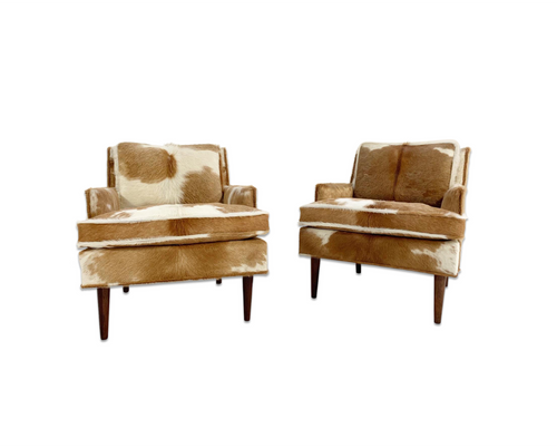 Lounge Chairs in Brazilian Cowhide, pair - FORSYTH