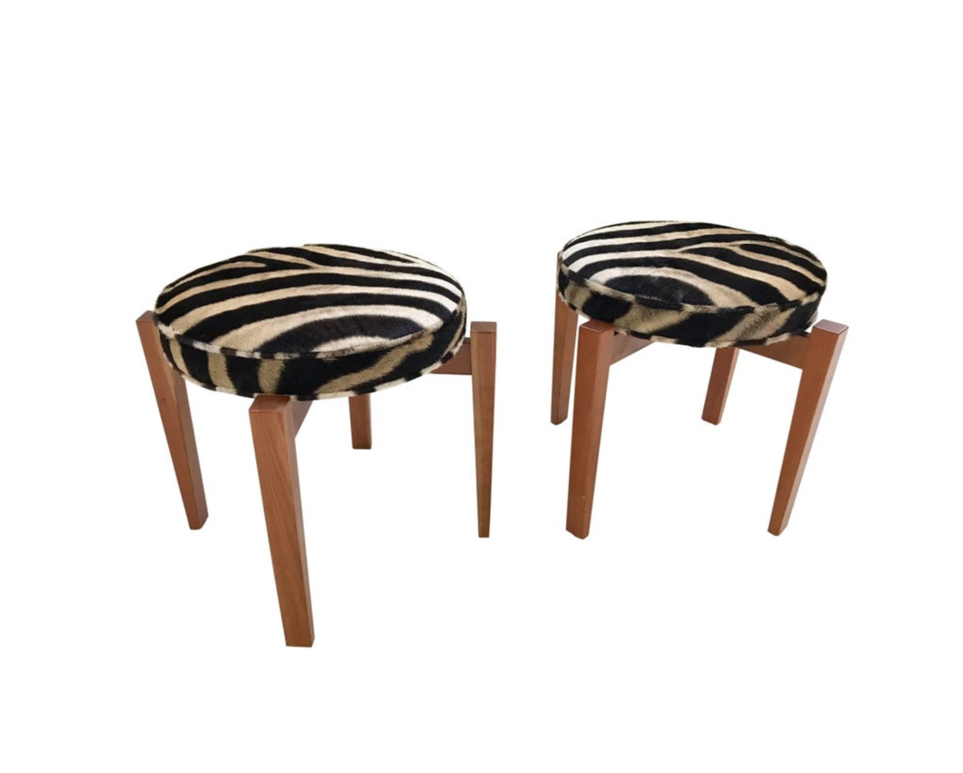 Stools in Zebra Hide, pair - FORSYTH