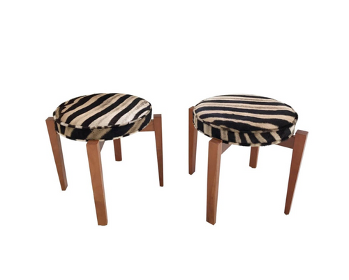 Stools in Zebra Hide, pair - FORSYTH