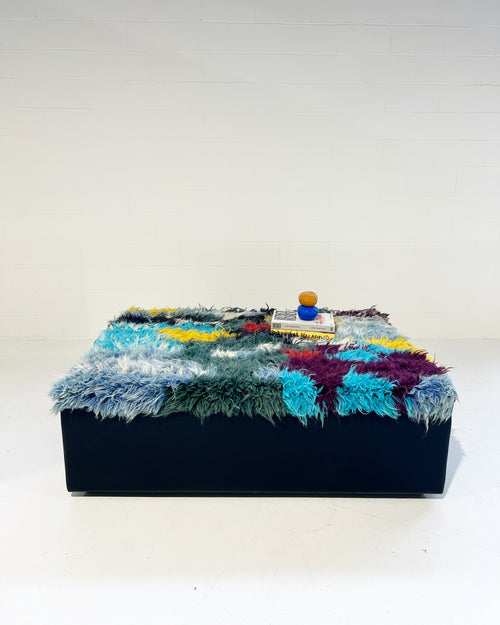 One-of-a-Kind Ottoman with Vintage Qashqai Gabbeh Rug from Iran