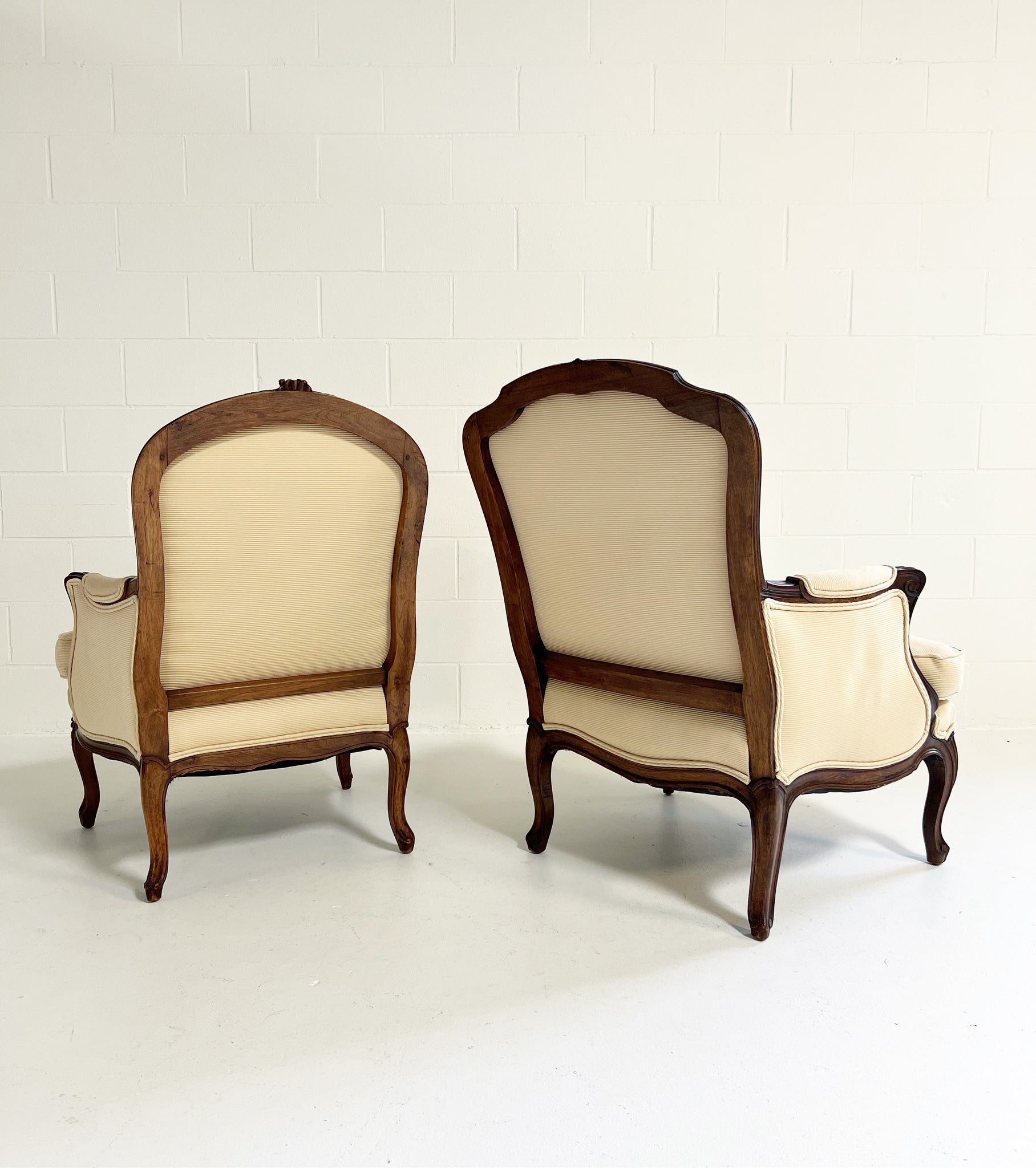 Louis XVI Style His and Hers Lounge Chairs, Pair