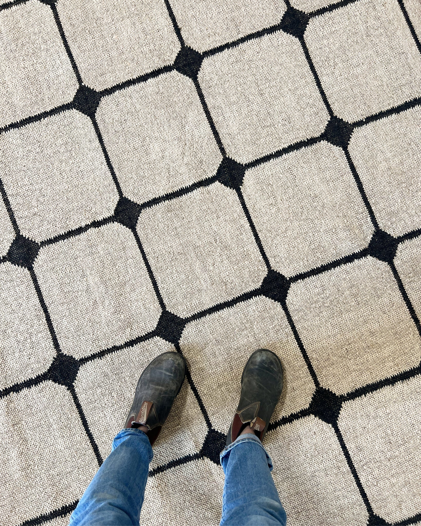 The Forsyth Checkerboard Rug - Tile Checks in Off Black