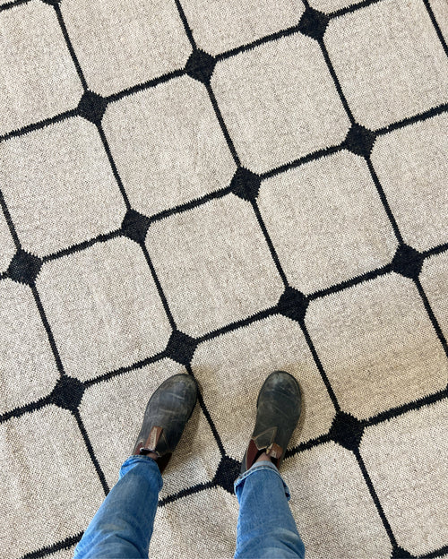 The Forsyth Checkerboard Rug - Tile Checks in Off Black