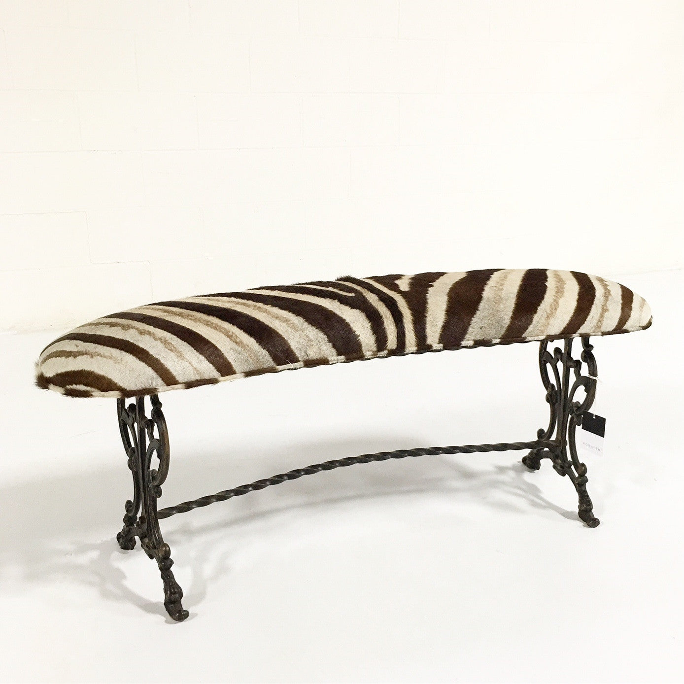 Victorian Iron Bench in Zebra Hide - FORSYTH