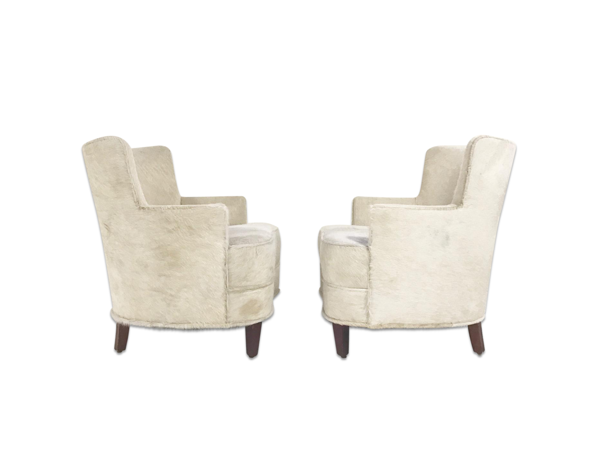 Petite Armchairs in Brazilian Cowhide, pair - FORSYTH