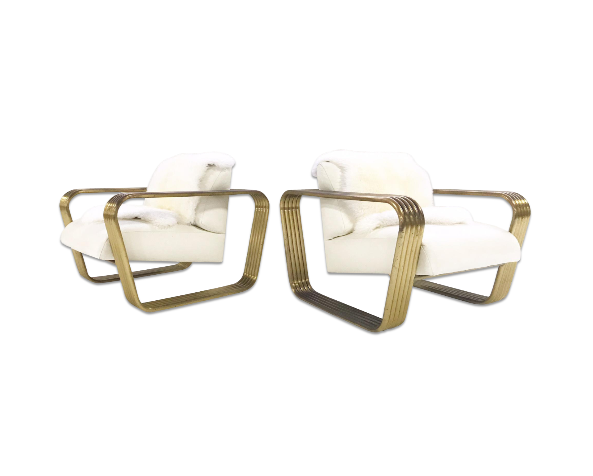 Lounge Chairs with New Zealand Sheepskins, pair - FORSYTH