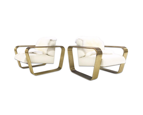 Lounge Chairs with New Zealand Sheepskins, pair - FORSYTH